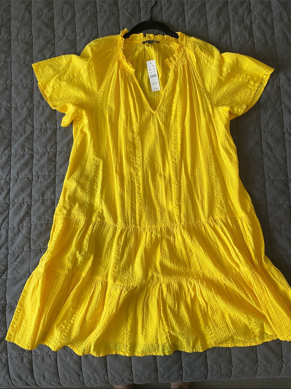 J. Crew Yellow Tiered V-Neck Summer Dress
